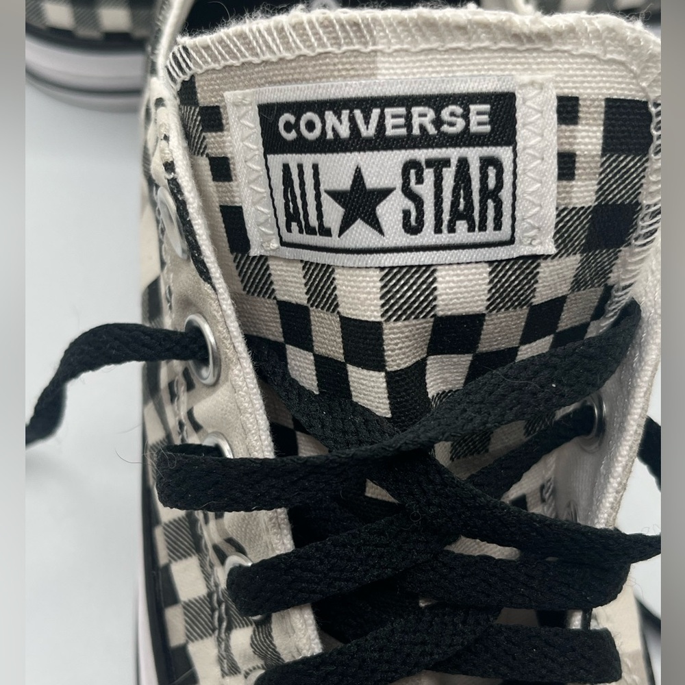 Converse Unisex All - Star  Black -White Checkered  Sneakers Size M 5.5. W 7.5 - Picture 8 of 9